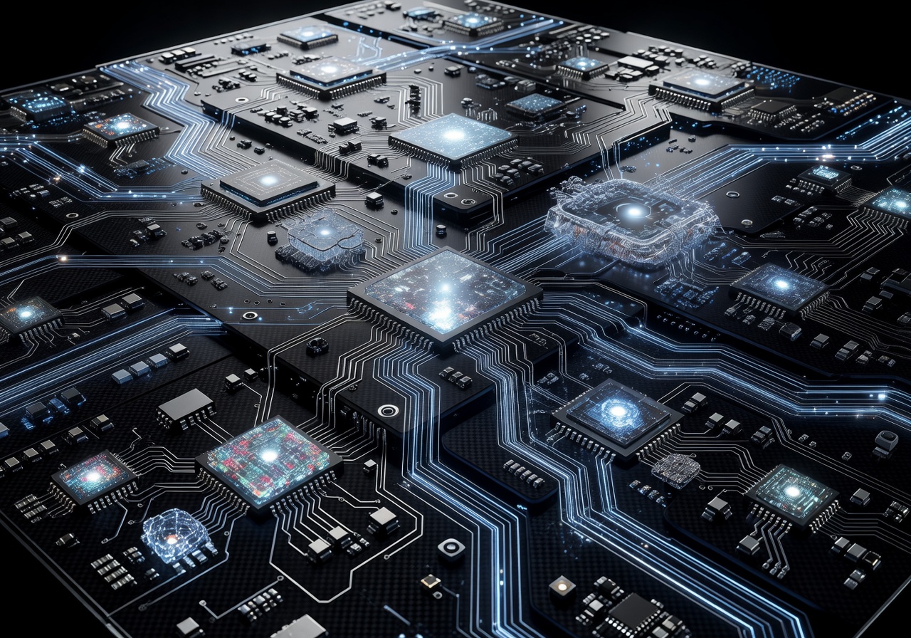 Futuristic Circuit Board Representing Server Tech